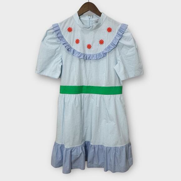 & Other Stories Sindiso Khumalo Mini Dress Women’s Size 10 Blue Floral Ruffle - Picture 4 of 13